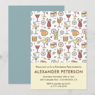 Cartes d'invitation Friendsmas motif cocktail