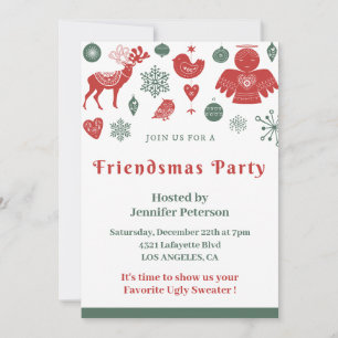 Cartes d'invitation Friendsmas Noël Vert Nordique