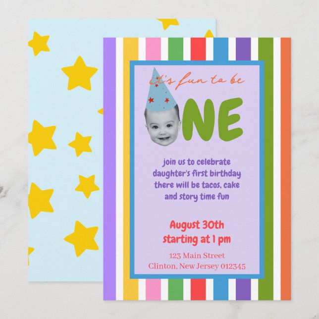 Cartes d'invitation Fun to be One  (Devant / Derrière)