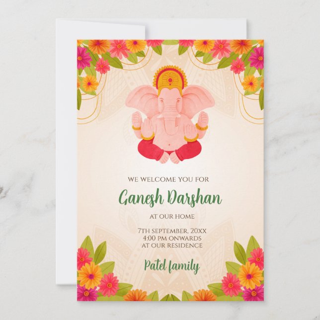 Cartes d'invitation Ganesh Chaturthi Invitations G (Devant)