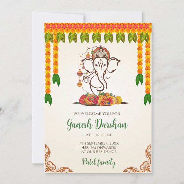 Cartes d'invitation Ganpati numériques carte de Da (Devant)