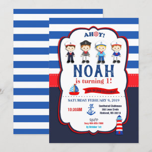 Cartes d'invitation Garçons Marins de la marine