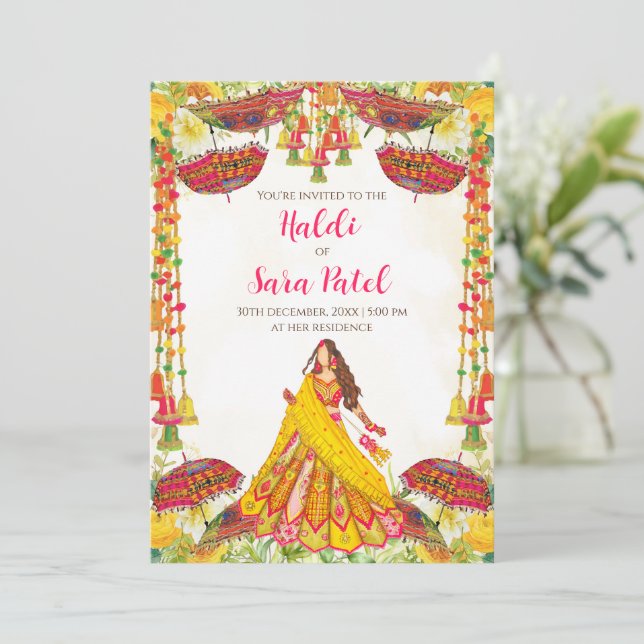 Cartes d'invitation Haldi & Invitations Holud Cart (Debout devant)