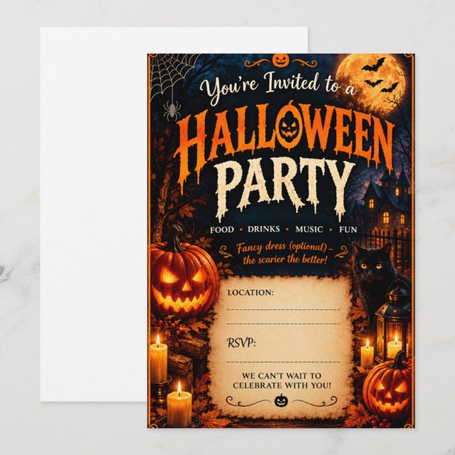 Cartes d'invitation Halloween  (Devant / Derrière)