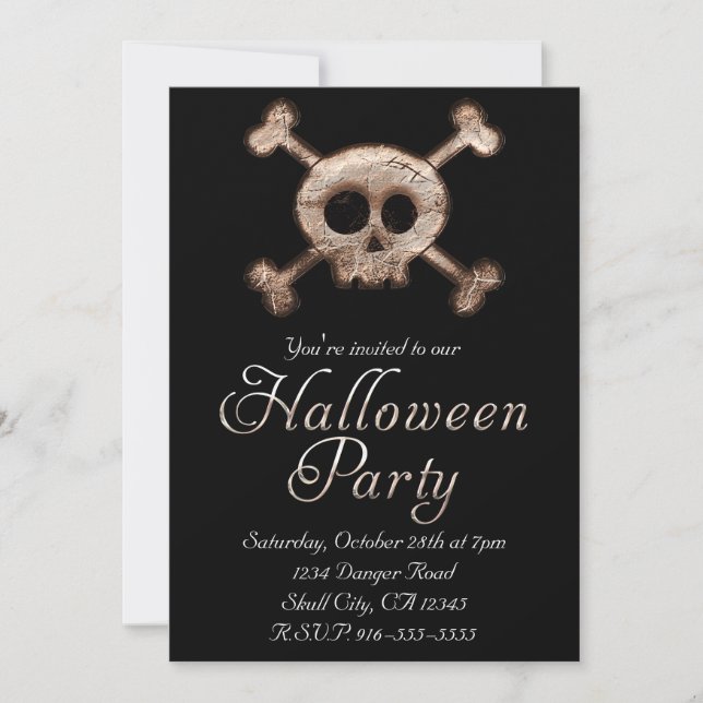Cartes d'invitation HALLOWEEN à l'effigie de crâne (Devant)