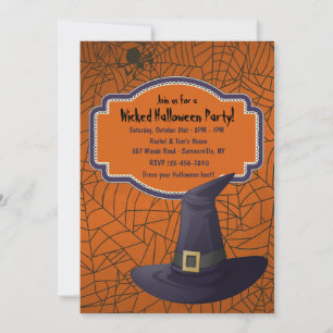 Cartes d'invitation Halloween Chapeau de Sorcière