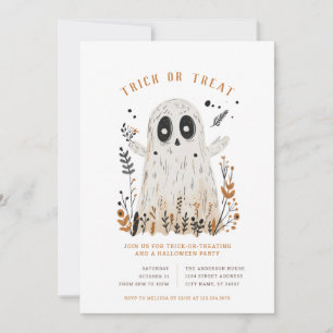 Cartes d'invitation Halloween Fantôme Trick or Tre