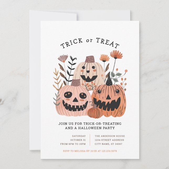 Cartes d'invitation Halloween pour la tournée des  (Devant)