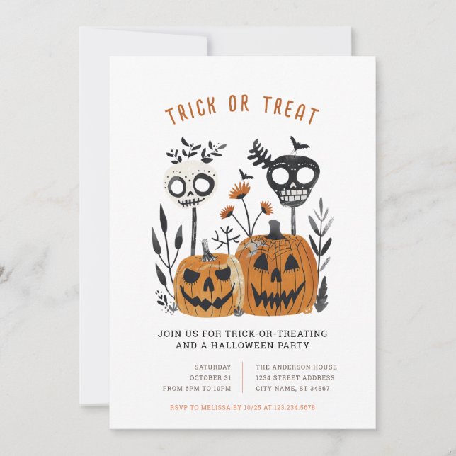 Cartes d'invitation Halloween pour un Trick or Tre (Devant)