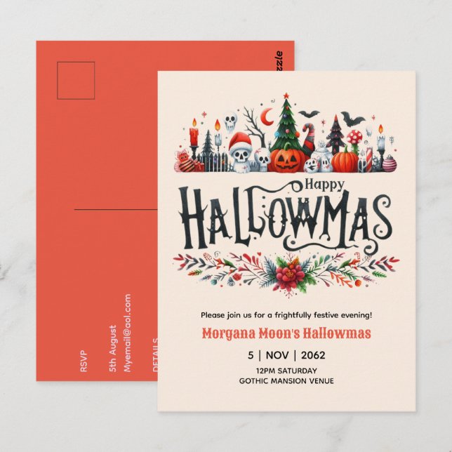 Cartes d'invitation Hallowmas Halloween Noël Mashu (Devant / Derrière)