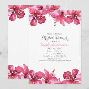 Cartes d'invitation hawaïennes florales à l'hibisc