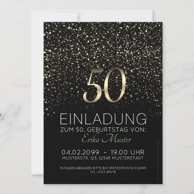 Cartes d'invitation individuelles pour 50 ans (Devant)