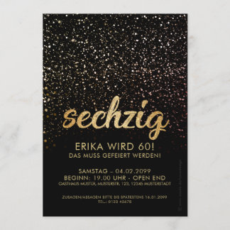Cartes d'invitation jubilé or noir 60 ans
