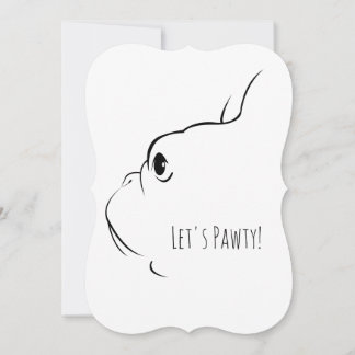 Cartes d'invitation Let's Pawty French Bulldog