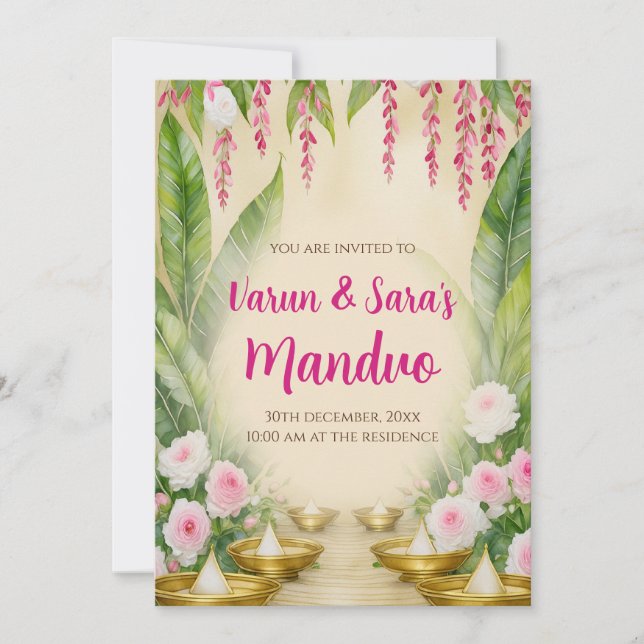 Cartes d'invitation Mandap Mahurat Invitations Man (Devant)