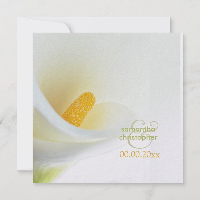 Cartes d'invitation mariage au lys calla (Devant)