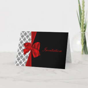 cartes d'invitation mariage damassé rouge