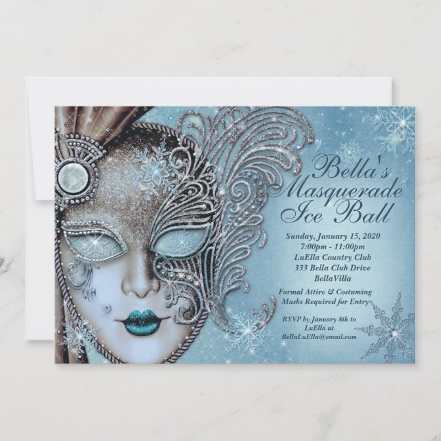 Cartes d'invitation Mascarade Balle de Glace Floco (Devant)