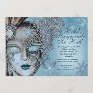 Cartes d'invitation Mascarade Balle de Glace Floco