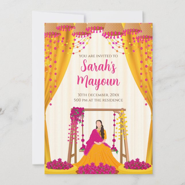 Cartes d'invitation Mayoun invitations Haldi invit (Devant)