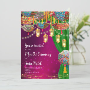 Cartes d'invitation Mehndi & Invitation pour une s