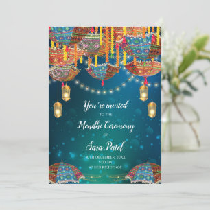 Cartes d'invitation Mehndi & invitations pour fête