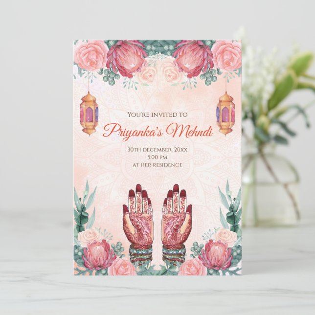 Cartes d'invitation Mehndi & invitations pour une  (Debout devant)