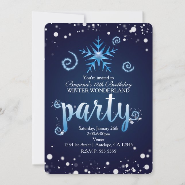 Cartes d'invitation Merveilles d'hiver Tourbillons (Devant)