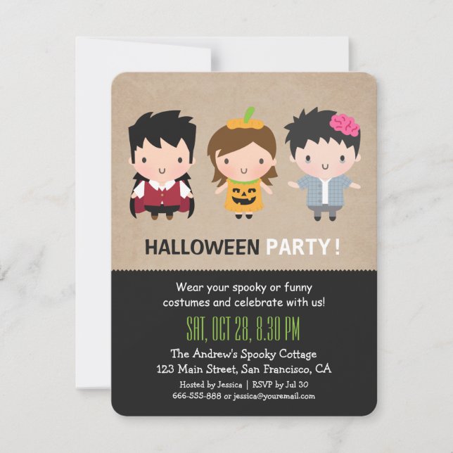 Cartes d'invitation mignonnes et colorées pour la  (Devant)