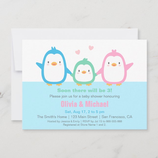 Cartes d'invitation mignonnes et colorées pour une (Devant)