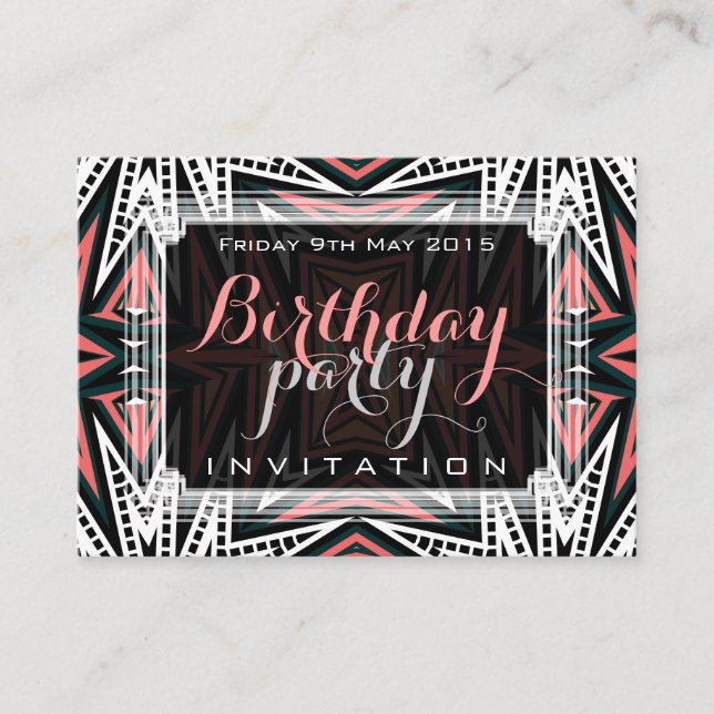 Cartes d'invitation miniatures d'art tribal modern (Devant)