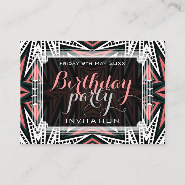 Cartes d'invitation miniatures d'art tribal modern (Devant)