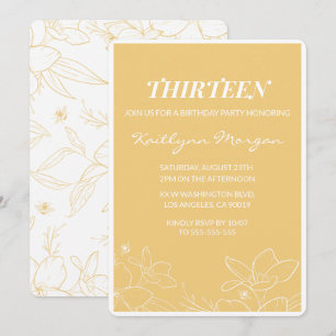 Cartes d'invitation modernes pour 13 ans Floral Ja