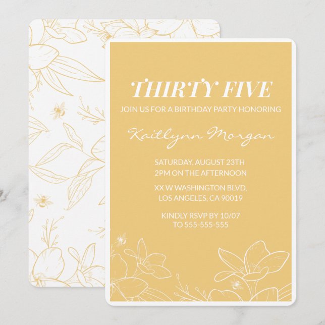 Cartes d'invitation modernes pour 35e anniversaire (Devant / Derrière)