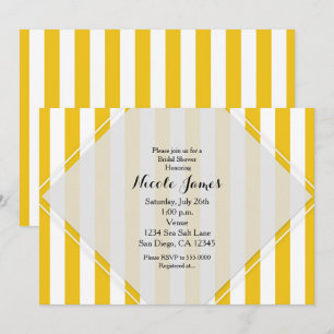 Cartes d'invitation modernes rayées jaune et blanc