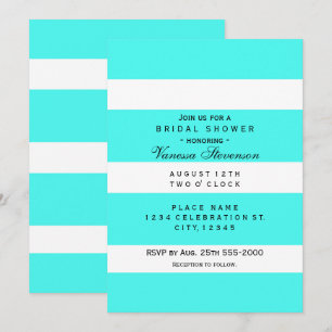 Cartes d'invitation modernes rayures épaisses Aqua