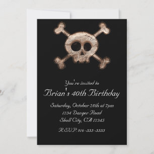 Cartes d'invitation noires à motif de crâne en dét