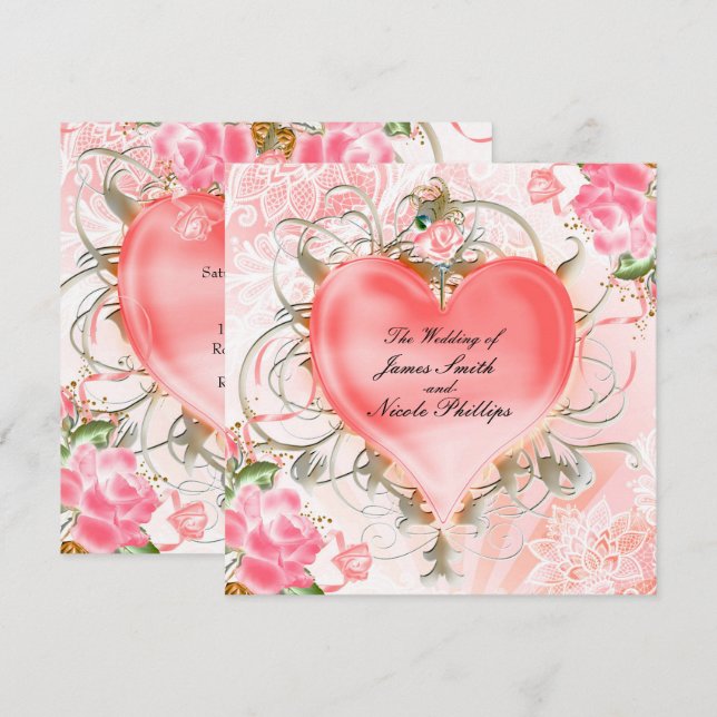 Cartes d'invitation Ornementales Élégantes Fleurie (Devant / Derrière)