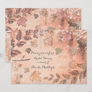 Cartes d'invitation Pailletées Feuilles D'automne 