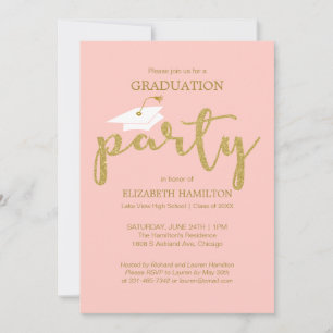 Cartes d'invitation pailletées or pour la fête de 