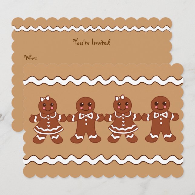 Cartes d'invitation Pain d'épice (Devant / Derrière)