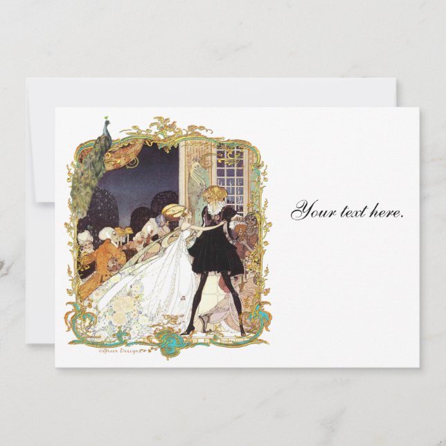 Cartes d'invitation Paon pour Mariage de Conte de  (Devant)