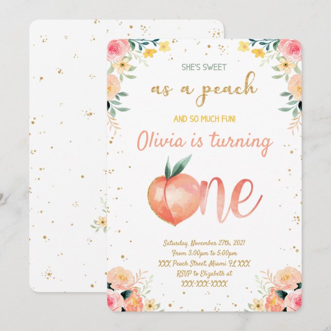 Cartes d'invitation Peach  (Devant / Derrière)