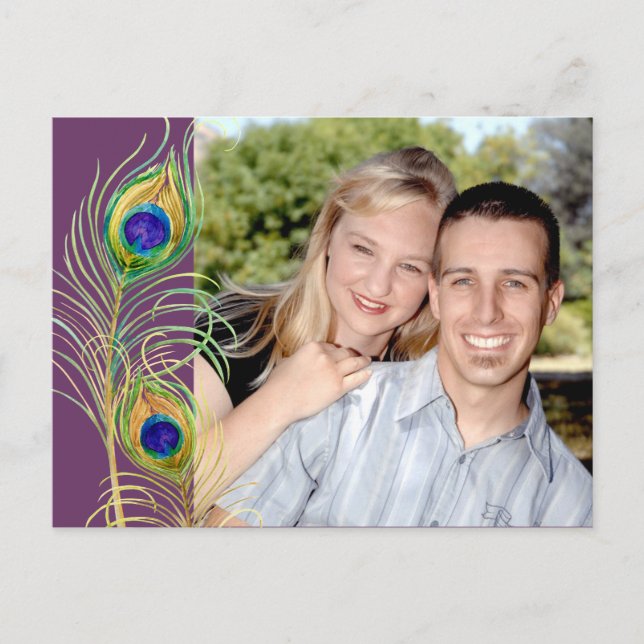 Cartes d'invitation "Peacock Feathers" pour annonc (Devant)