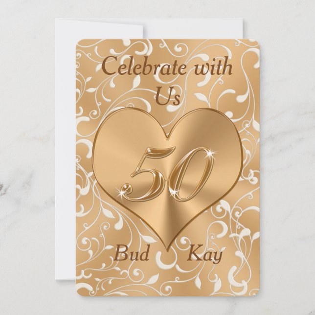 Cartes d'invitation personnalisées pour le cinquan (Devant)