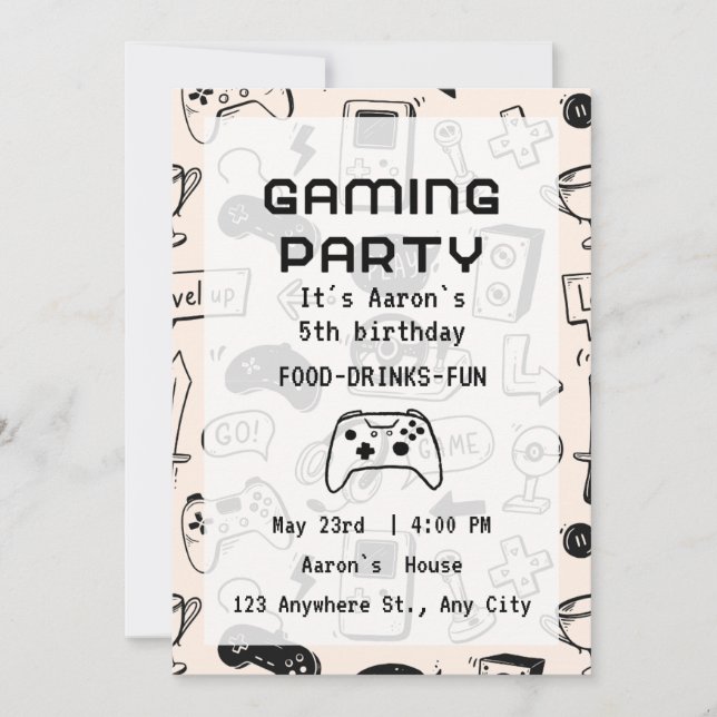 Cartes d'invitation personnalisées pour soirée de  (Devant)