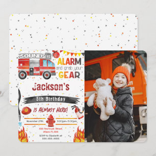 Cartes d'invitation photo camion de pompiers