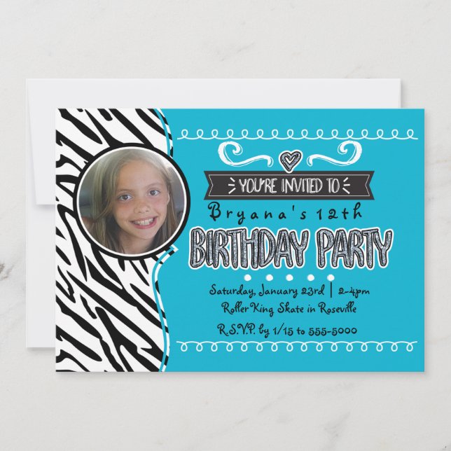 Cartes d'invitation photo d'anniversaire filles sa (Devant)