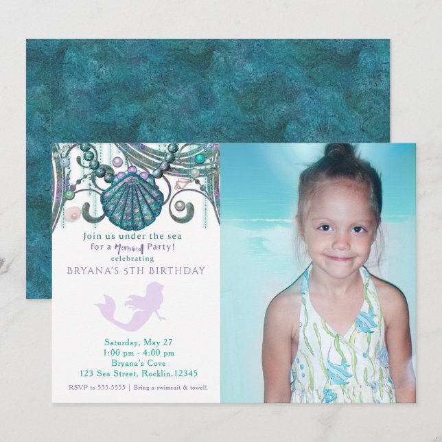 Cartes d'invitation photo de fête d'anniversaire S (Devant / Derrière)