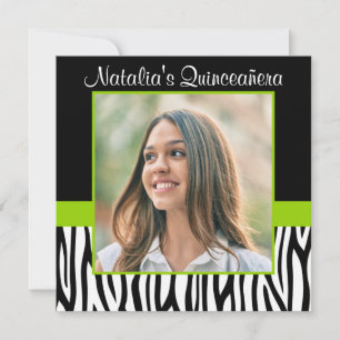 Cartes d'invitation Photo de Quinceanera Vert Citr